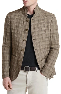 John Varvatos Anson Slim Fit Check Jacket Olive Leaf at Nordstrom,