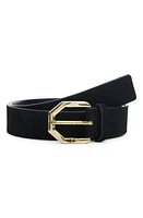 MANGO Irregular Buckle Leather Belt Black at Nordstrom,