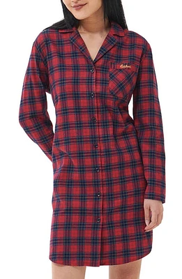 Barbour Etta Tartan Brushed Cotton Nightshirt Small Red at