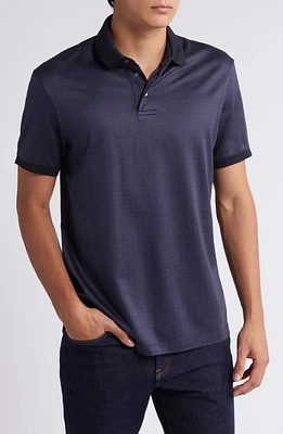 Emporio Armani Chevron Lyocell & Cotton Polo Navy at Nordstrom,