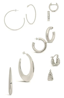 Sterling Forever Five Days of Hoops Assorted 5-Pack Hoop Earrings in Silver at Nordstrom