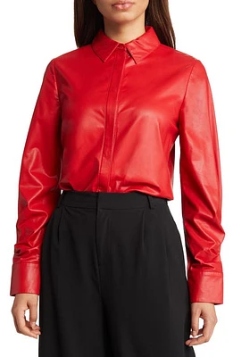 KOBI HALPERIN Faux Leather Button-Up Shirt at Nordstrom,