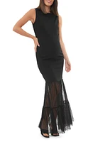 Ripe Maternity Gwen Mesh Tiered Maxi Dress Black at Nordstrom,