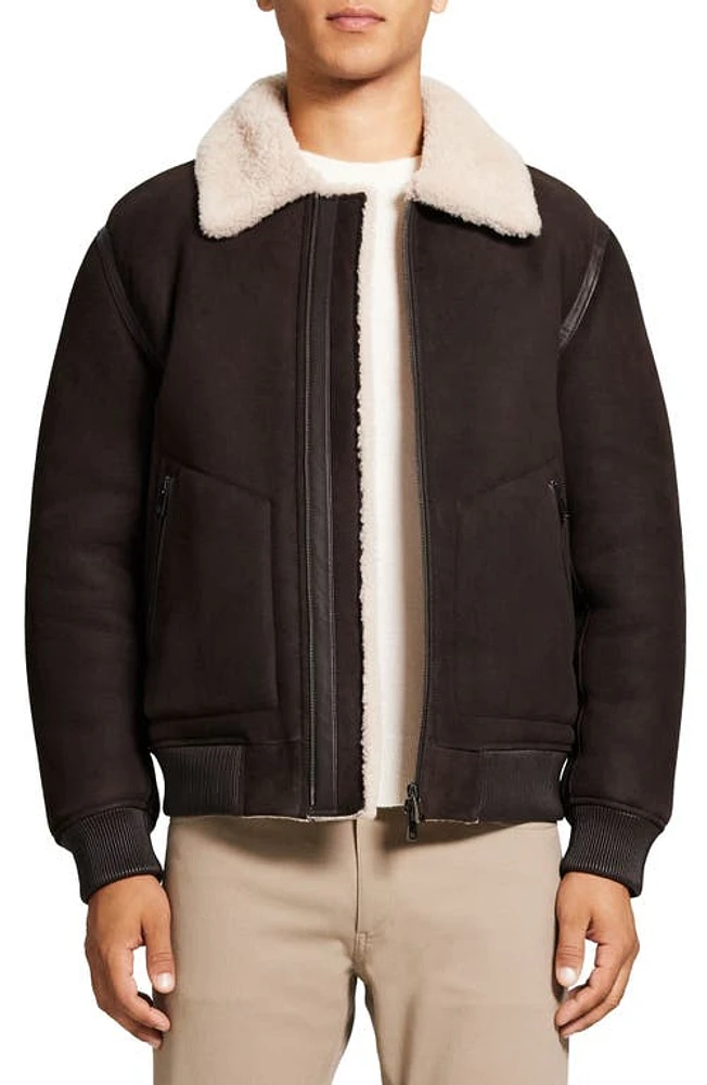 Theory Faux Shearling Lined Bomber Jacket Mink/Moon - 0Xe at Nordstrom,