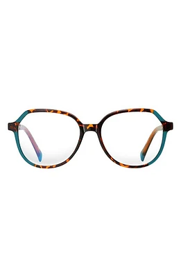 Fifth & Ninth Nelli 53mm Round Blue Light Blocking Glasses in Torte/Green at Nordstrom