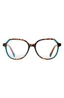 Fifth & Ninth Nelli 53mm Round Blue Light Blocking Glasses in Torte/Green at Nordstrom