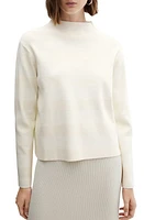 MANGO Stripe Mock Neck Sweater Ecru at Nordstrom,