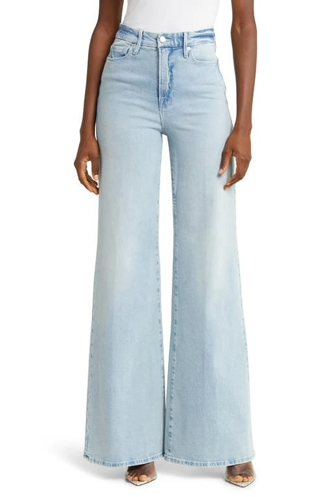 Good American Waist Palazzo Jeans Blue452 at