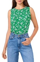 Vince Camuto Floral Print Sleeveless Top Green at Nordstrom,