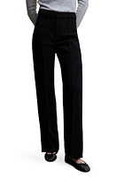 MANGO Slit Hem Straight Leg Pants in Black at Nordstrom, Size 2