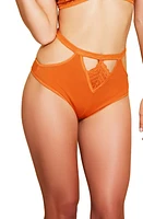 Hauty High Waist Microfiber & Lace Panties Orange at Nordstrom,