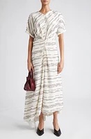 Proenza Schouler Textured Stripe Asymmetric Midi Dress White Multi at Nordstrom,