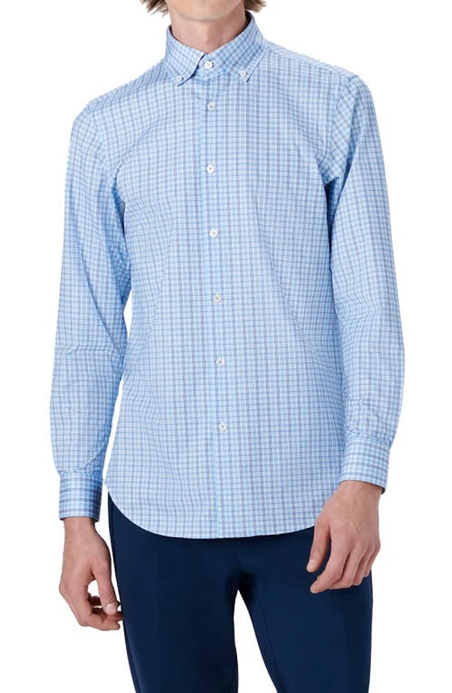 Bugatchi OoohCotton Check Button-Down Shirt Air Blue at Nordstrom,