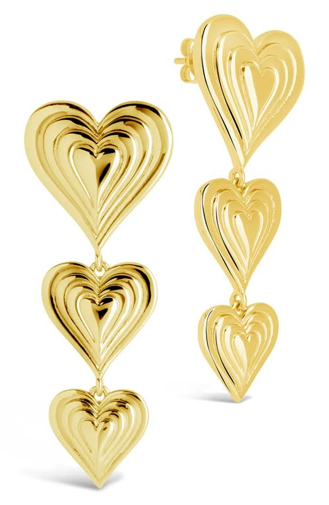 Sterling Forever Beating Heart Linear Drop Earrings in Gold at Nordstrom