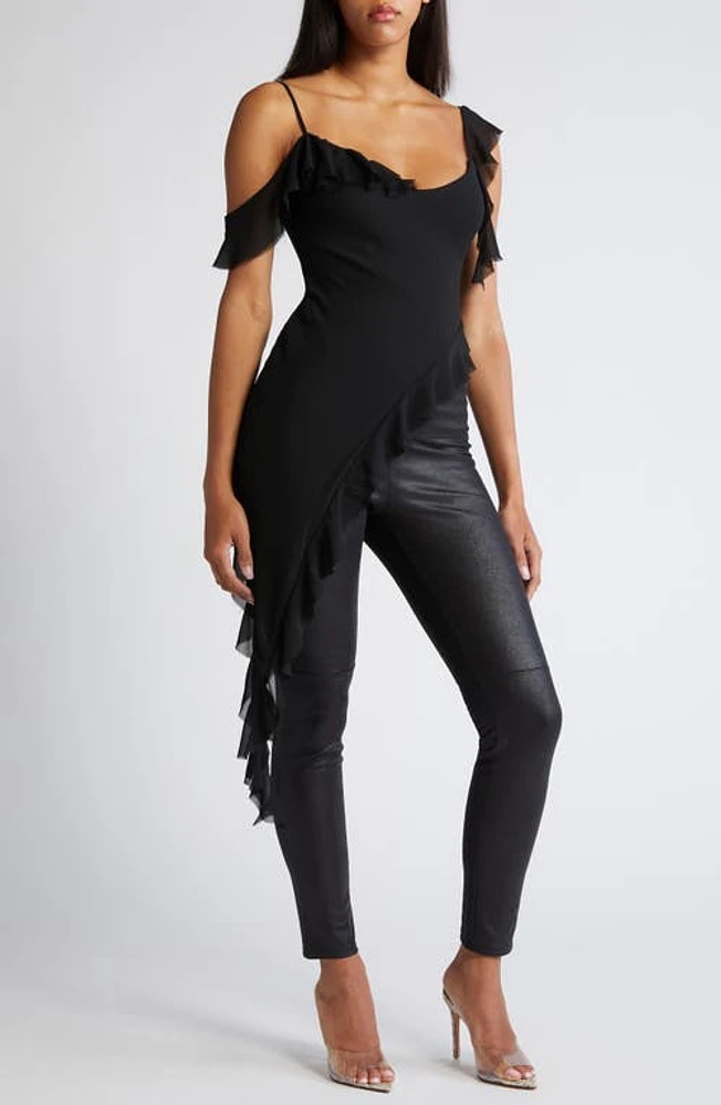 Mistress Rocks Asymmetric Chiffon Minidress Black at Nordstrom,