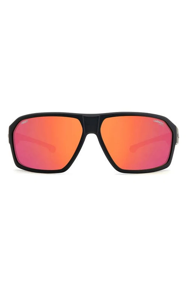 Carrera Eyewear x Dacati Carduc 66mm Oversize Rectangle Flat Top Sunglasses in Black Red Multilayer at Nordstrom