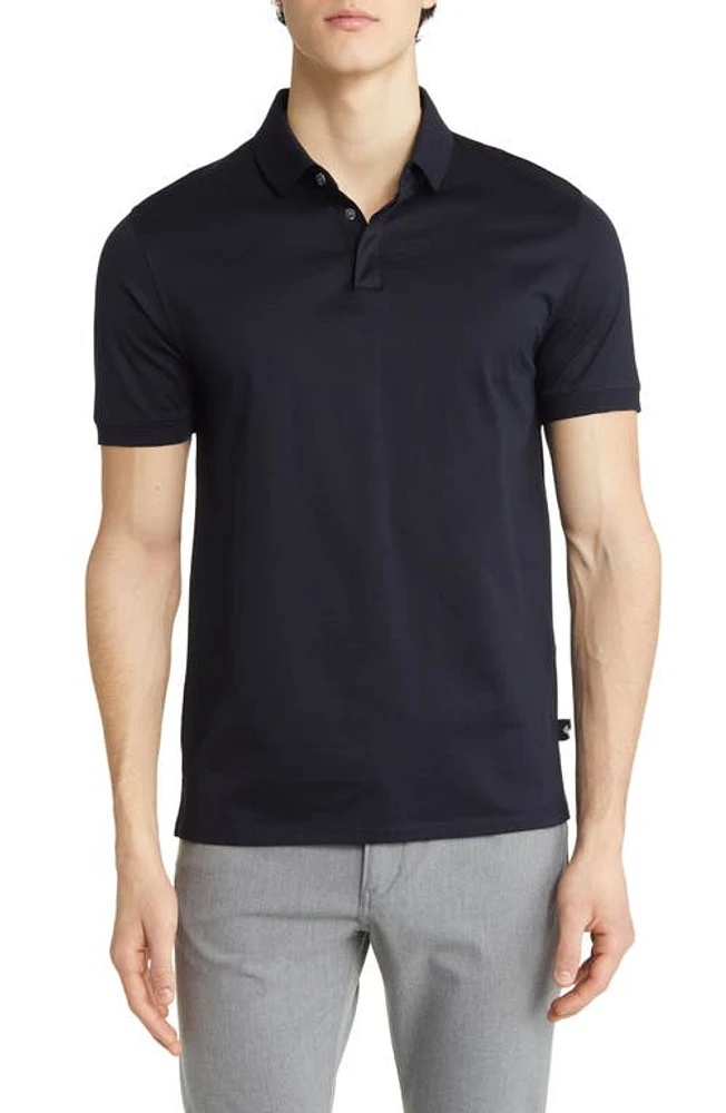 Emporio Armani Solid Cotton Polo Navy at Nordstrom,