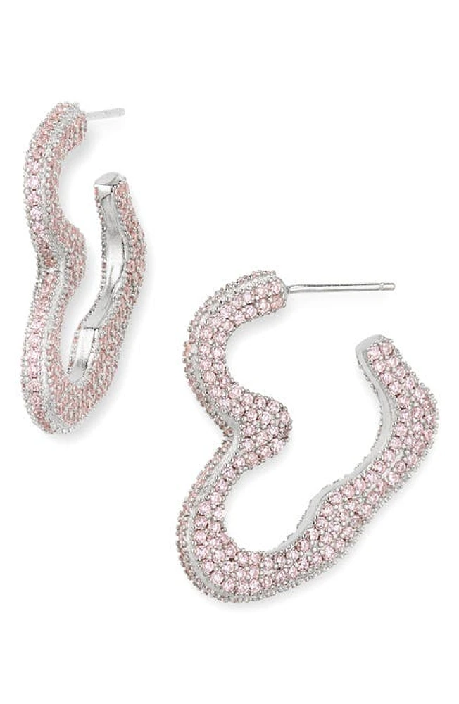 Collina Strada Super Heart Cubic Zirconia Pavé Hoop Earrings in Rose at Nordstrom