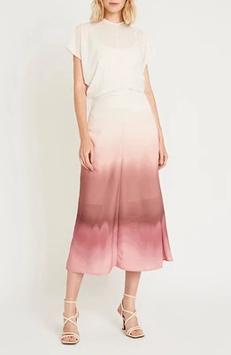 Luxely Haze Dip Dye Midi Dress Cream/Old Rose at Nordstrom,