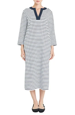 English Factory Stripe Cotton Jersey Shift Dress White/Navy at Nordstrom,