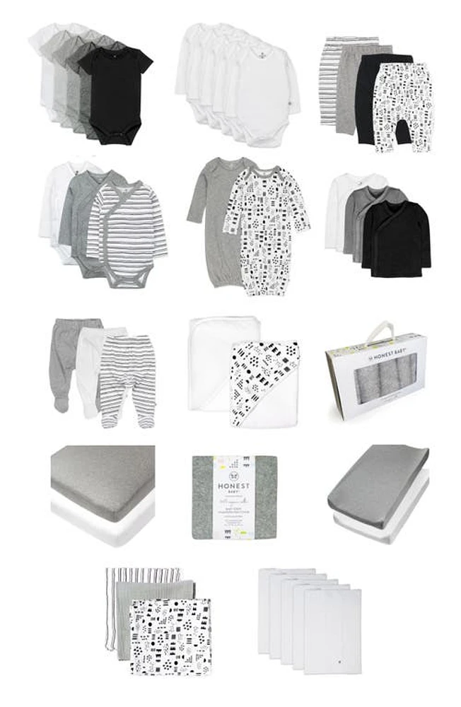 HONEST Baby 50-Piece Organic Cotton Essentials Gift Box Pattern Play/Heather Gray at Nordstrom,