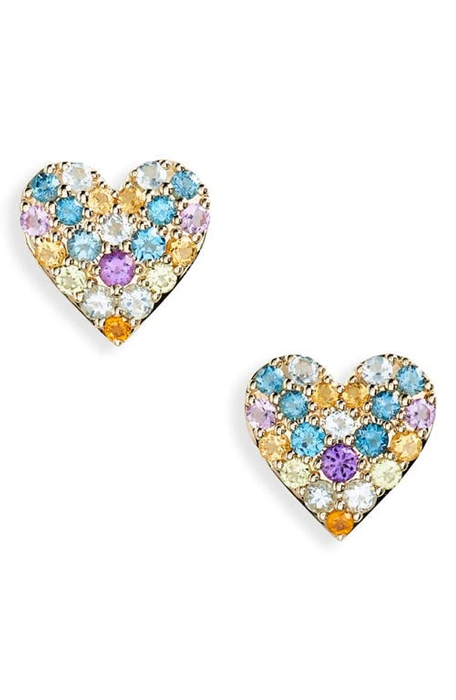 Bony Levy Pavé Heart Stud Earrings in 14K Yellow Gold at Nordstrom