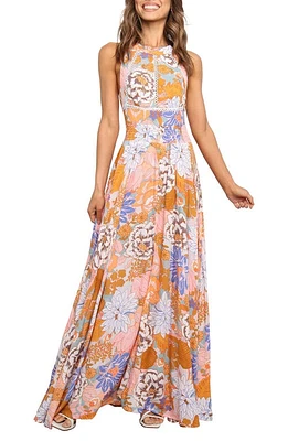 Petal & Pup Newell Floral Halter Maxi Dress Orange at Nordstrom,