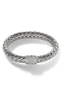 John Hardy Classic Chain Diamond Pavé Large Bracelet in Silver at Nordstrom, Size Medium