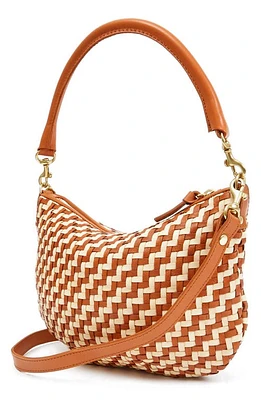 Clare V. Petit Moyen Woven Leather Messenger Bag in Natural/cream Woven Zig-Zag at Nordstrom