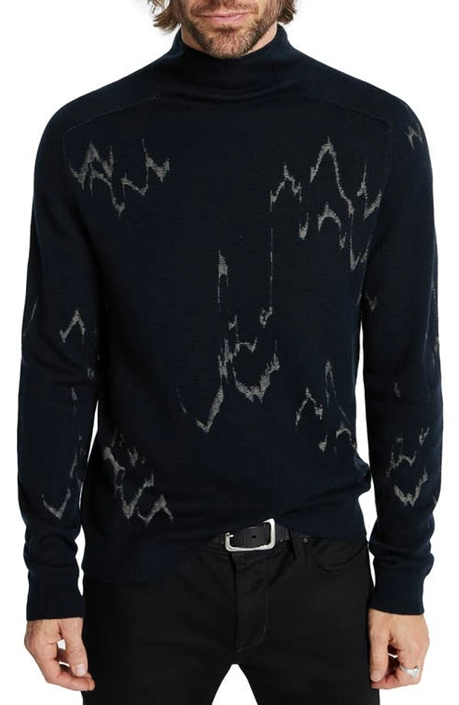 John Varvatos Pierre Merino Wool Blend Funnel Neck Sweater Navy at Nordstrom,