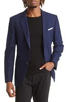 BOSS Hutson Slim Fit Virgin Wool Blazer Navy at Nordstrom,