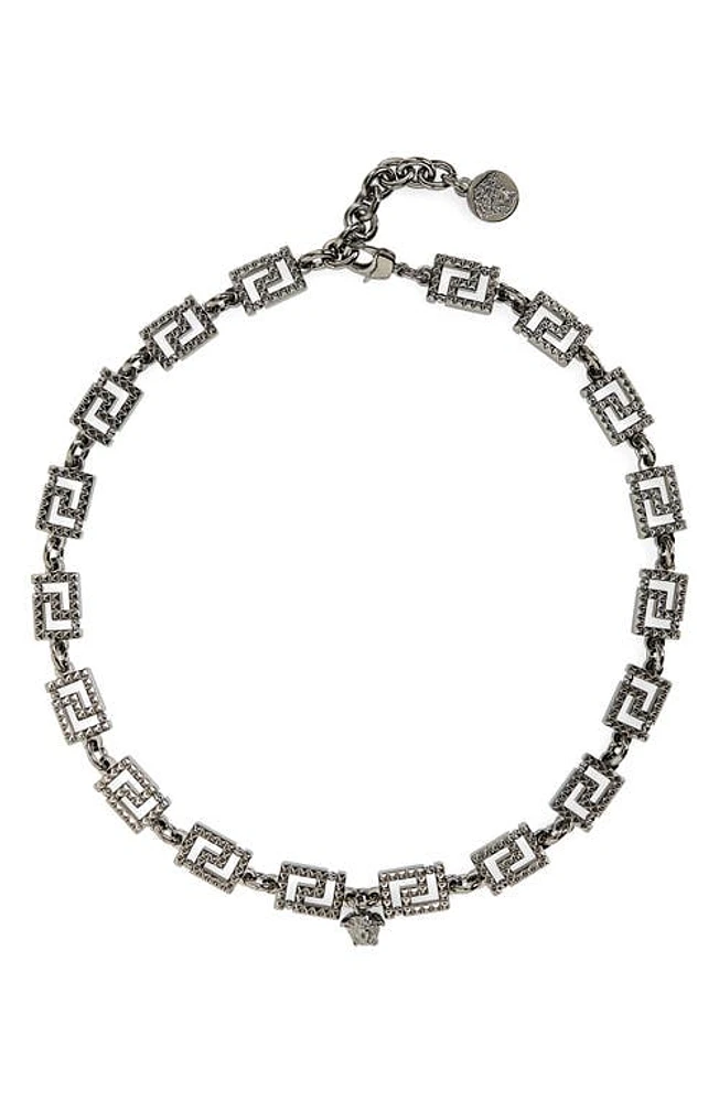 Versace Greca Studded Chain Link Necklace in Silver at Nordstrom