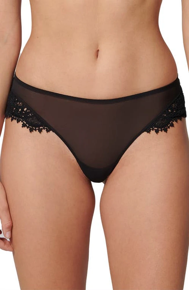 Simone Perele Mystic Lace Embroidered Tanga Black at Nordstrom,