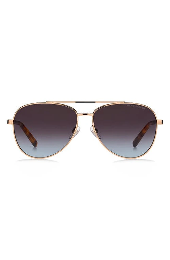 Marc Jacobs 60mm Gradient Aviator Sunglasses in Gold Havana/Brown Blue at Nordstrom