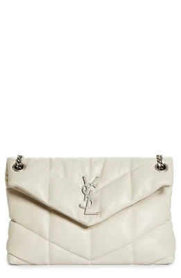 Saint Laurent Small Lou Leather Puffer Bag in Crema Soft at Nordstrom