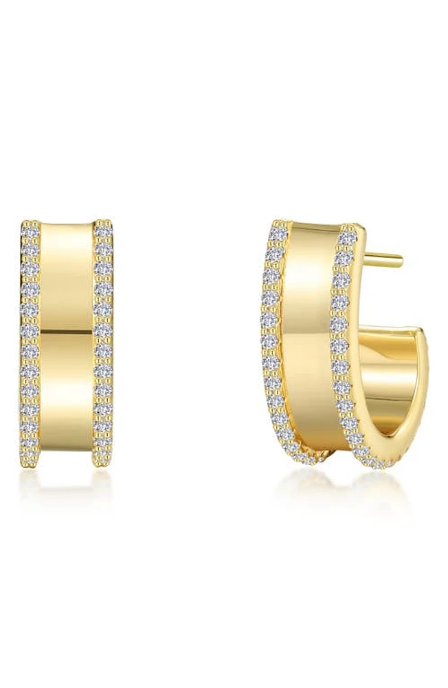 Lafonn Simulated Diamond Huggie Hoop Earrings in White/Gold at Nordstrom