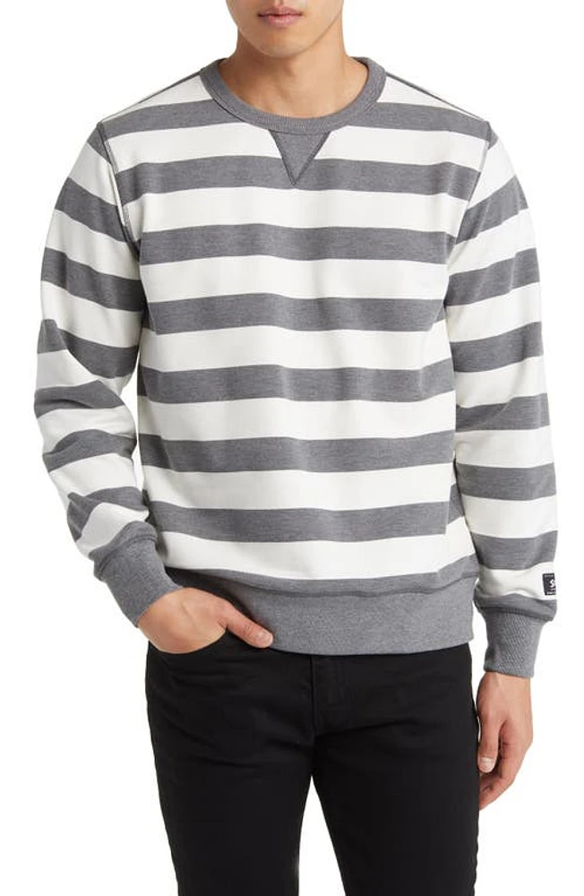 Schott NYC Stripe French Terry Sweatshirt Grey at Nordstrom,