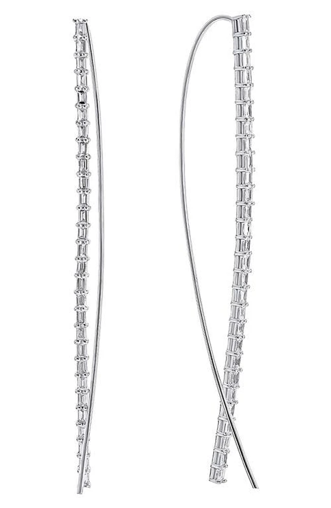 Lana Baguette Narrow Diamond Threader Earrings in White Gold at Nordstrom