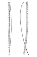 Lana Baguette Narrow Diamond Threader Earrings in White Gold at Nordstrom