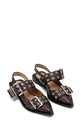 Ganni Slingback Pointed Toe Flat Chocolate Fondant at Nordstrom,