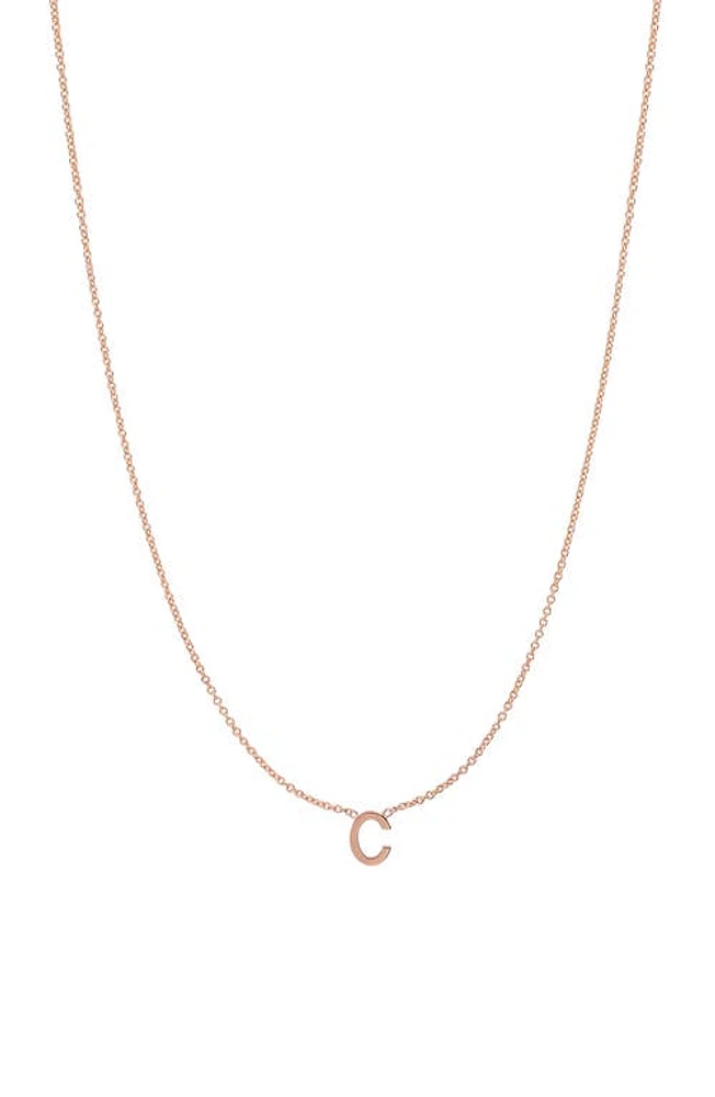 BYCHARI Initial Pendant Necklace in 14K Rose Gold-C at Nordstrom