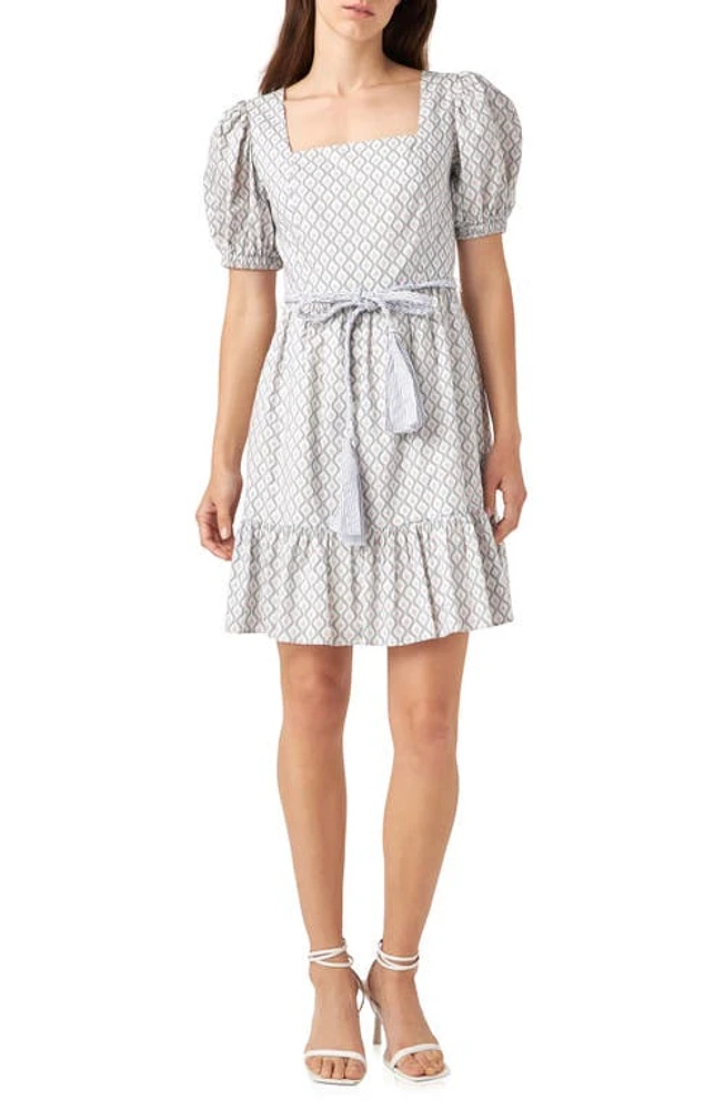 English Factory Floral Print Puff Sleeve Tie Waist Dress Multi at Nordstrom,