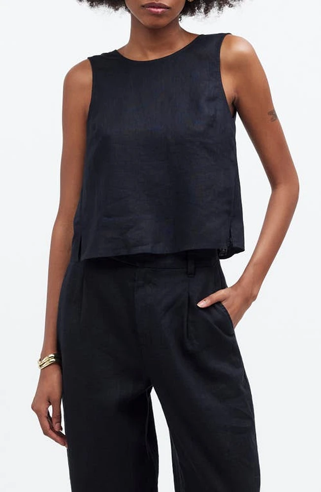 Madewell Tie Back Scoopneck Linen Tank at Nordstrom,