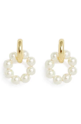 Petit Moments Tyson Imitation Pearl Hoop Earrings in Gold at Nordstrom