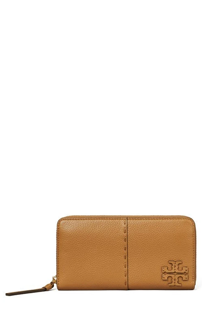 Tory Burch McGraw Continental Leather Zip Wallet in Tiramisu at Nordstrom