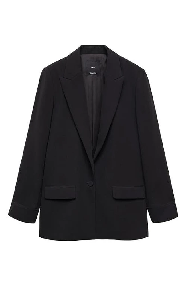 MANGO Single Breasted Suit Blazer Black at Nordstrom,