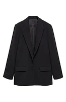 MANGO Single Breasted Suit Blazer Black at Nordstrom,