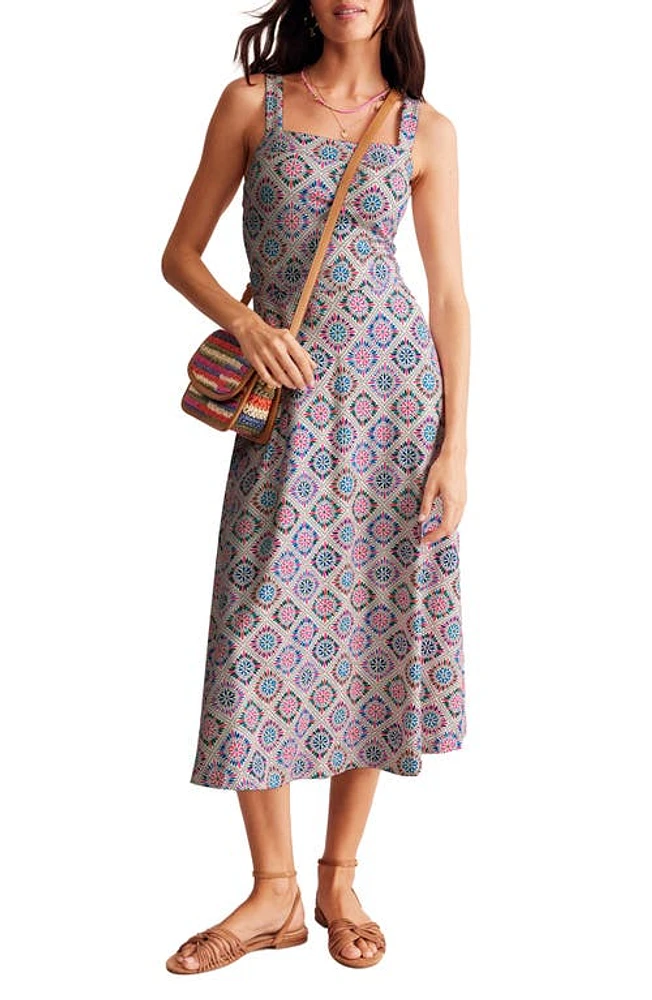 Boden Bridget Geo Print Square Neck Midi Sundress Multi Painterly at Nordstrom,