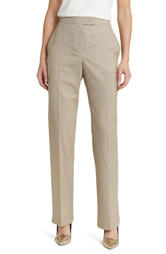 BOSS Teana Virgin Wool Trousers in Deep Champagne Melange at Nordstrom, Size 4