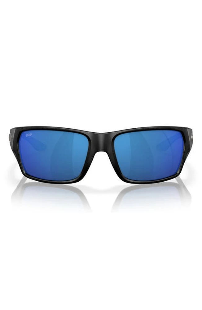 Costa Del Mar Tailfin 60mm Polarized Sunglasses in Black/Blue Mirror at Nordstrom